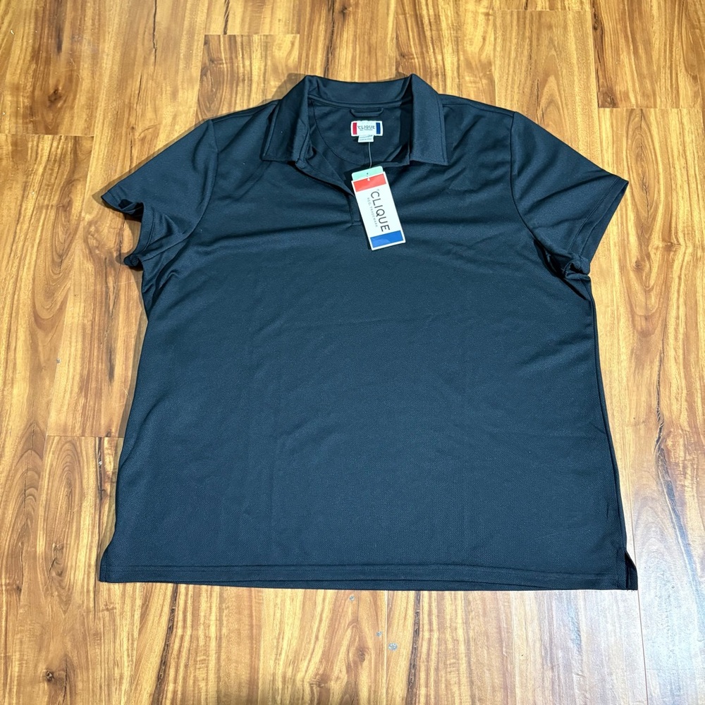 Clique Polo Top Womens Black Golf Short Sleeve Shirt Casual XXXL